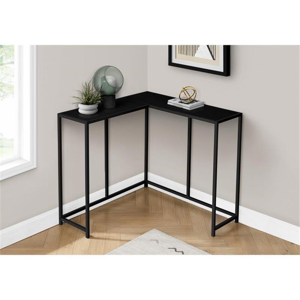 Monarch Specialties I 2157 Accent Table, Console, Entryway, Narrow, Corner, Living Room, Bedroom, Metal, Laminate, Black, Contemporary, Modern